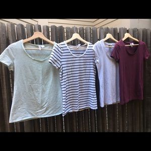 4 H&M scoop neck t-shirts in different colors